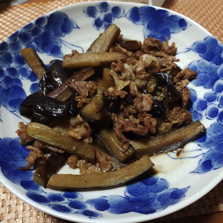 なすと豚こまの甘辛炒め